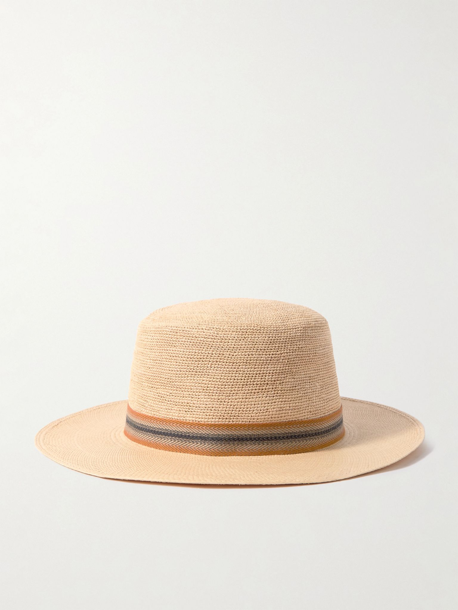 Naoki Webbing-Trimmed Straw Hat Beige - 3