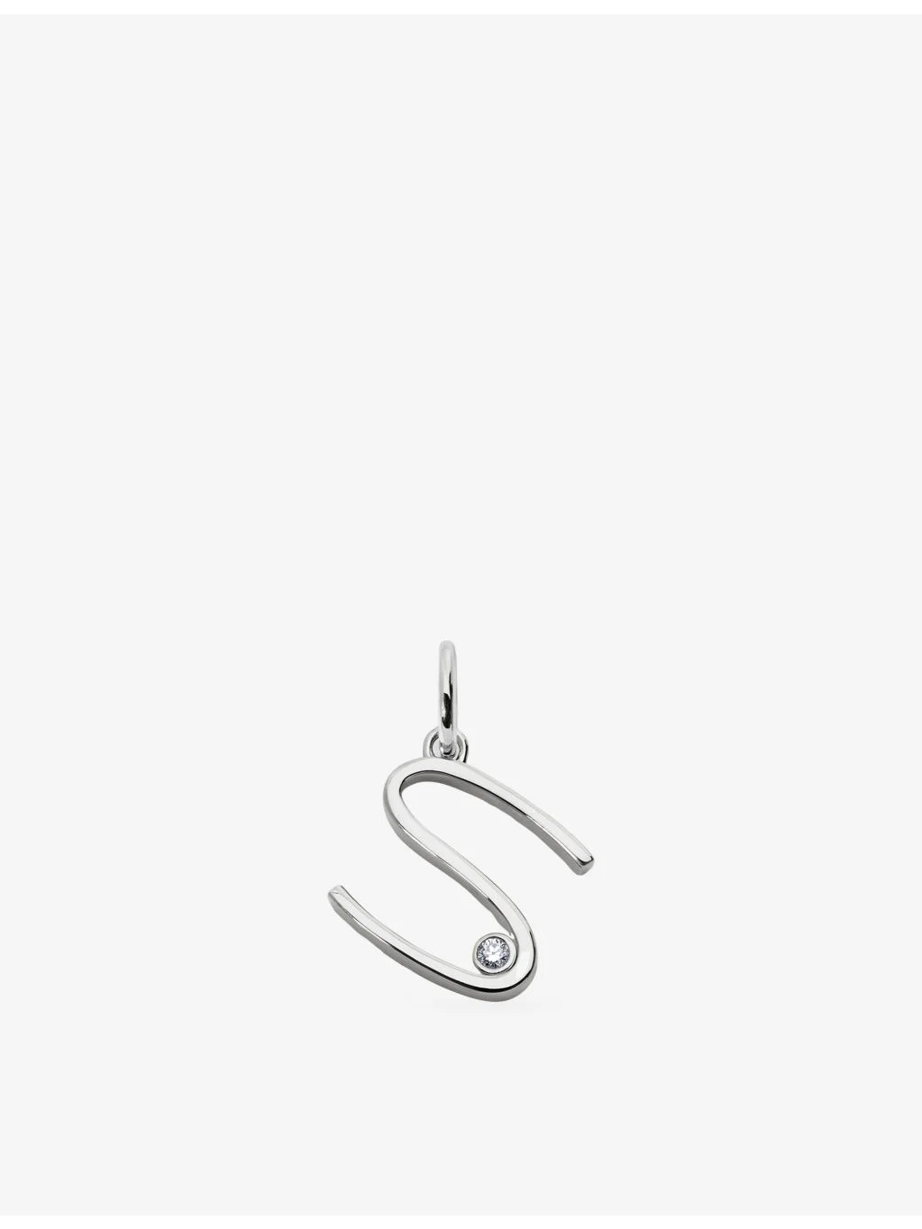 Solitaire Diamond Initial S Sterling-Silver And 0.035ct Lab-Grown Diamond Pendant - 1