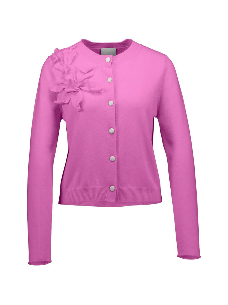 floral-appliqué button cardigan 1