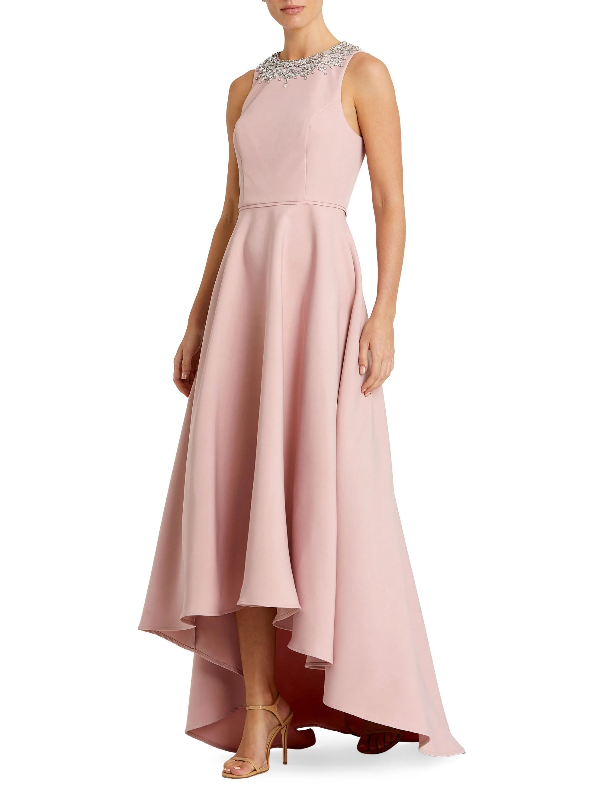 Women's Ieena Embellished Crepe High-Low Gown - Blush - 1