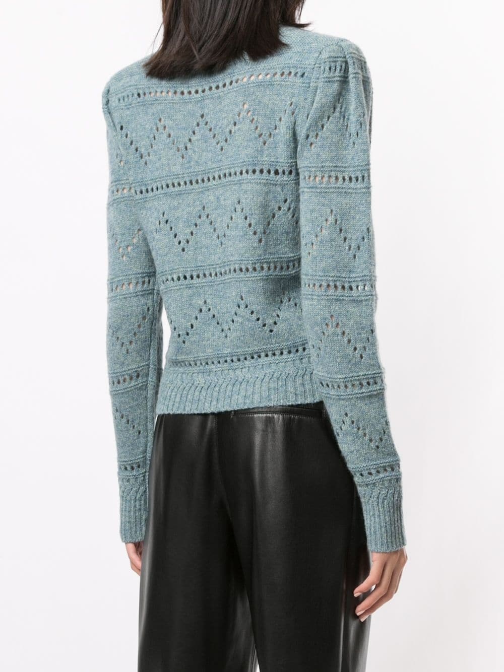 perforated-knit crew neck jumper  - 4