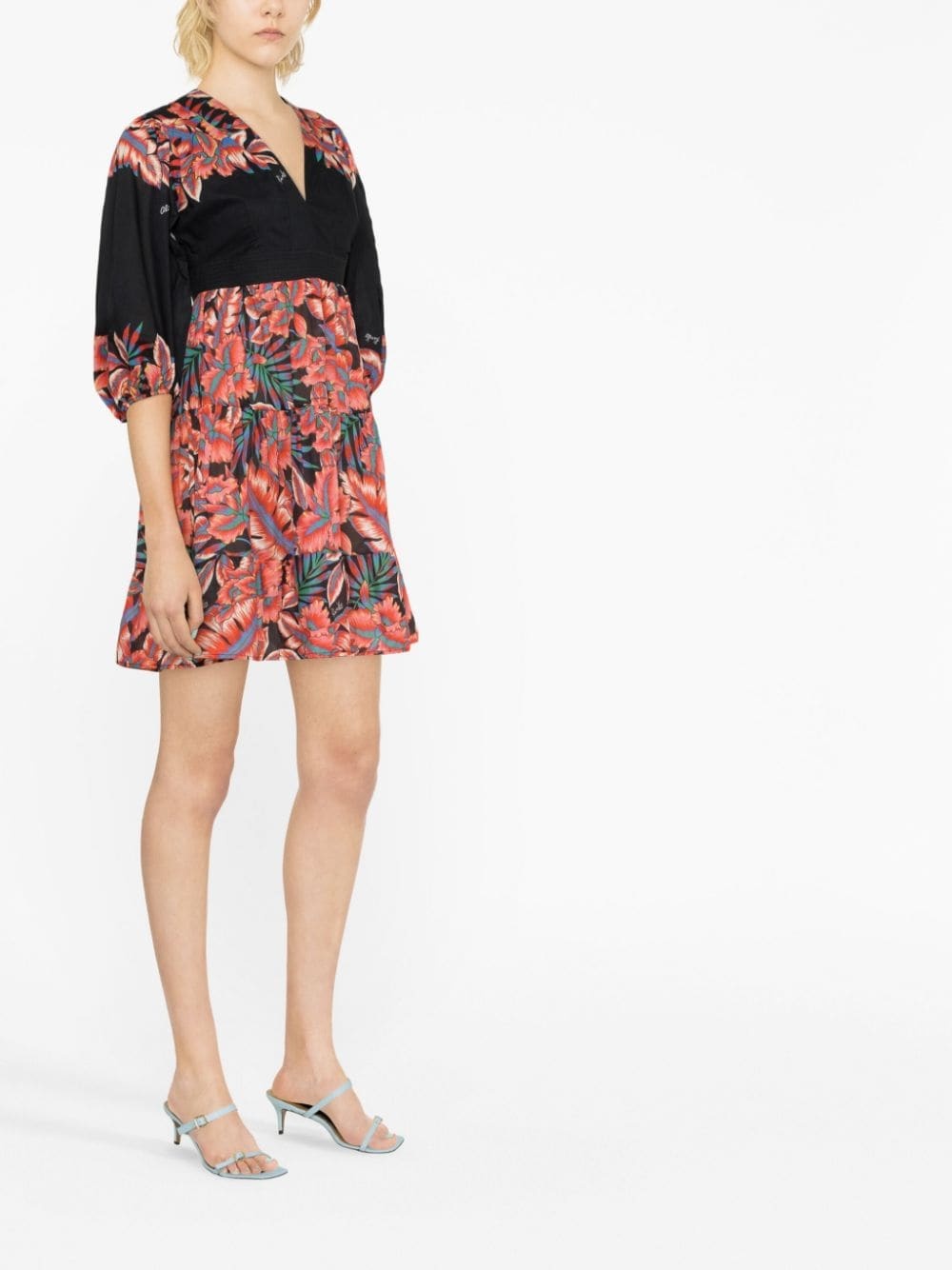 floral-print cotton minidress - 4