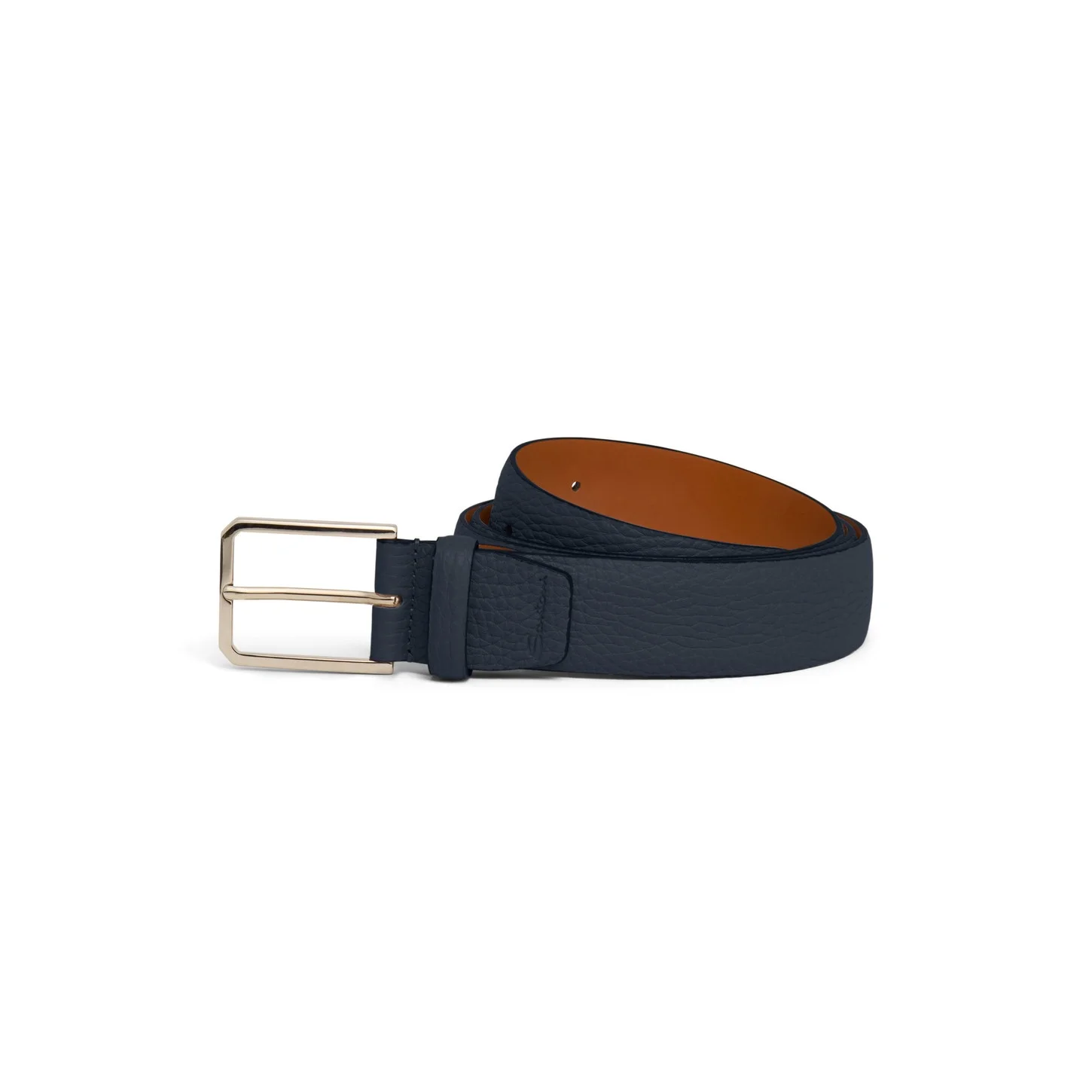 Men's blue tumbled leather adjustable belt - 1