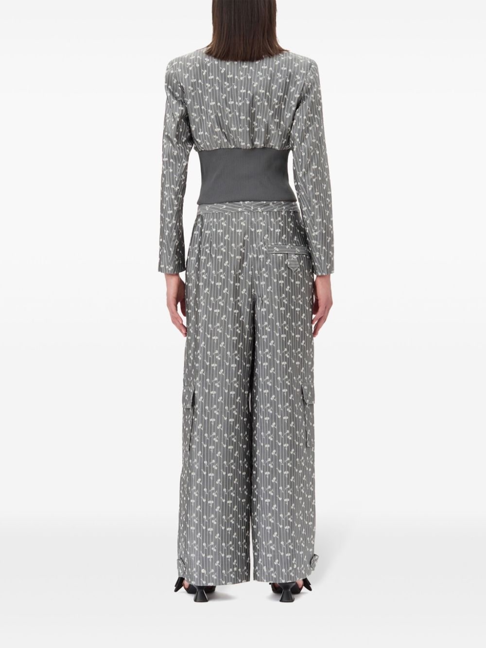 jacquard cropped blazer - 4