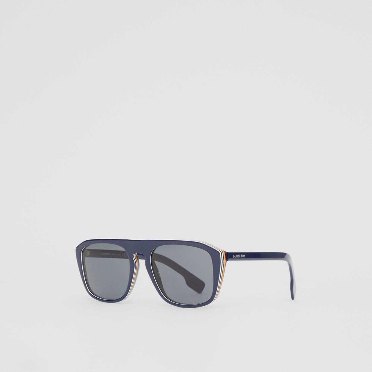 Icon Stripe Detail Square Frame Sunglasses - 6