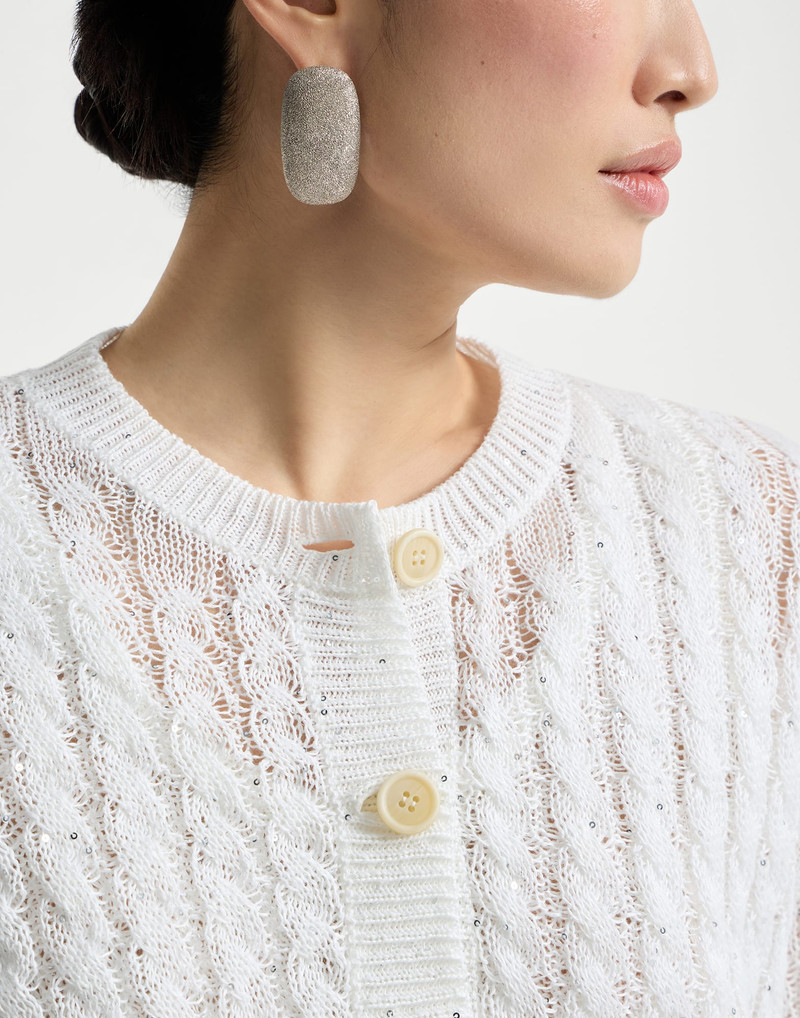 Linen dazzling cable openwork cardigan 4