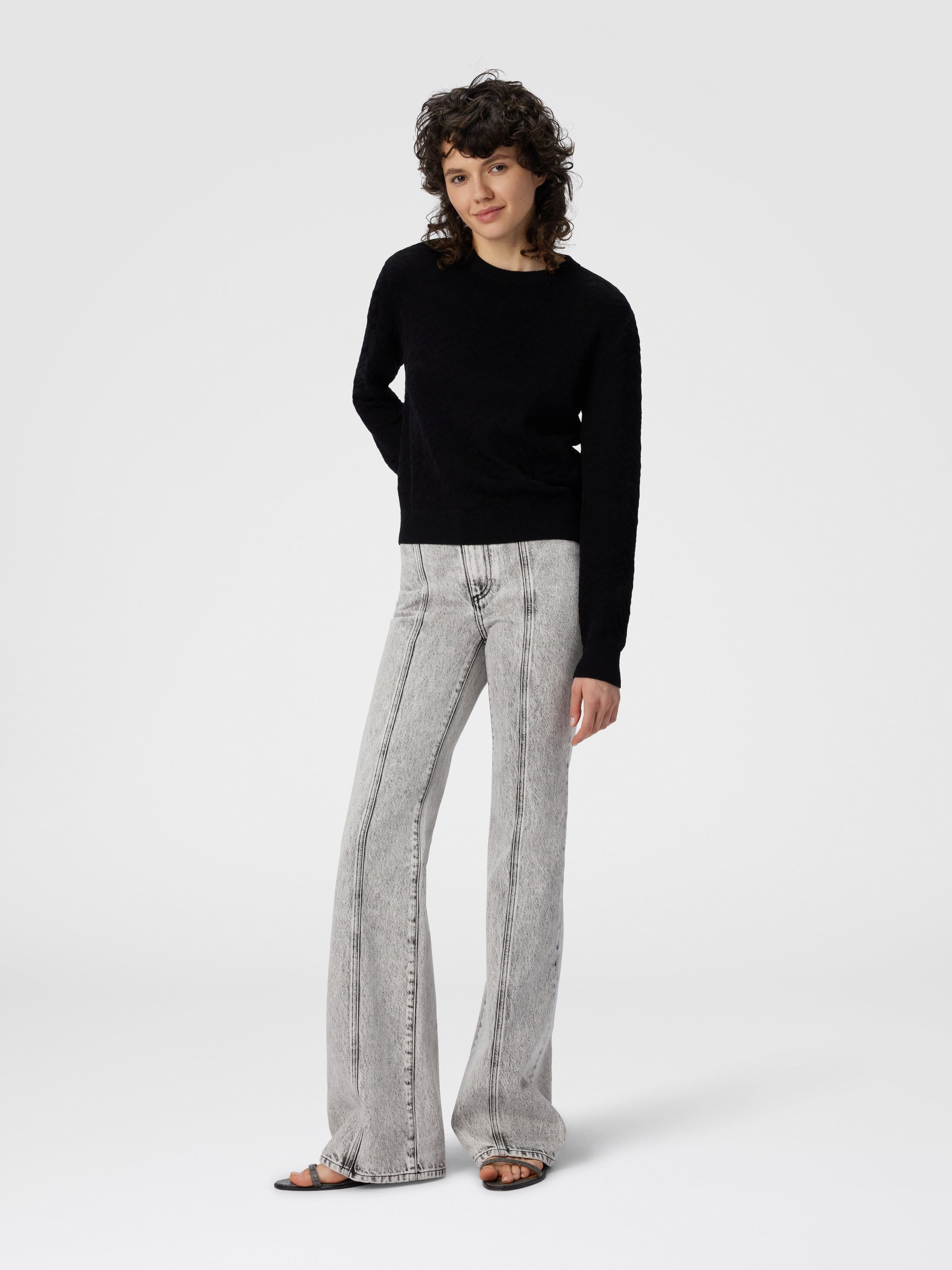 Missoni Crew Neck Sweater With Chevron Pattern in Black at Nordstrom - 4
