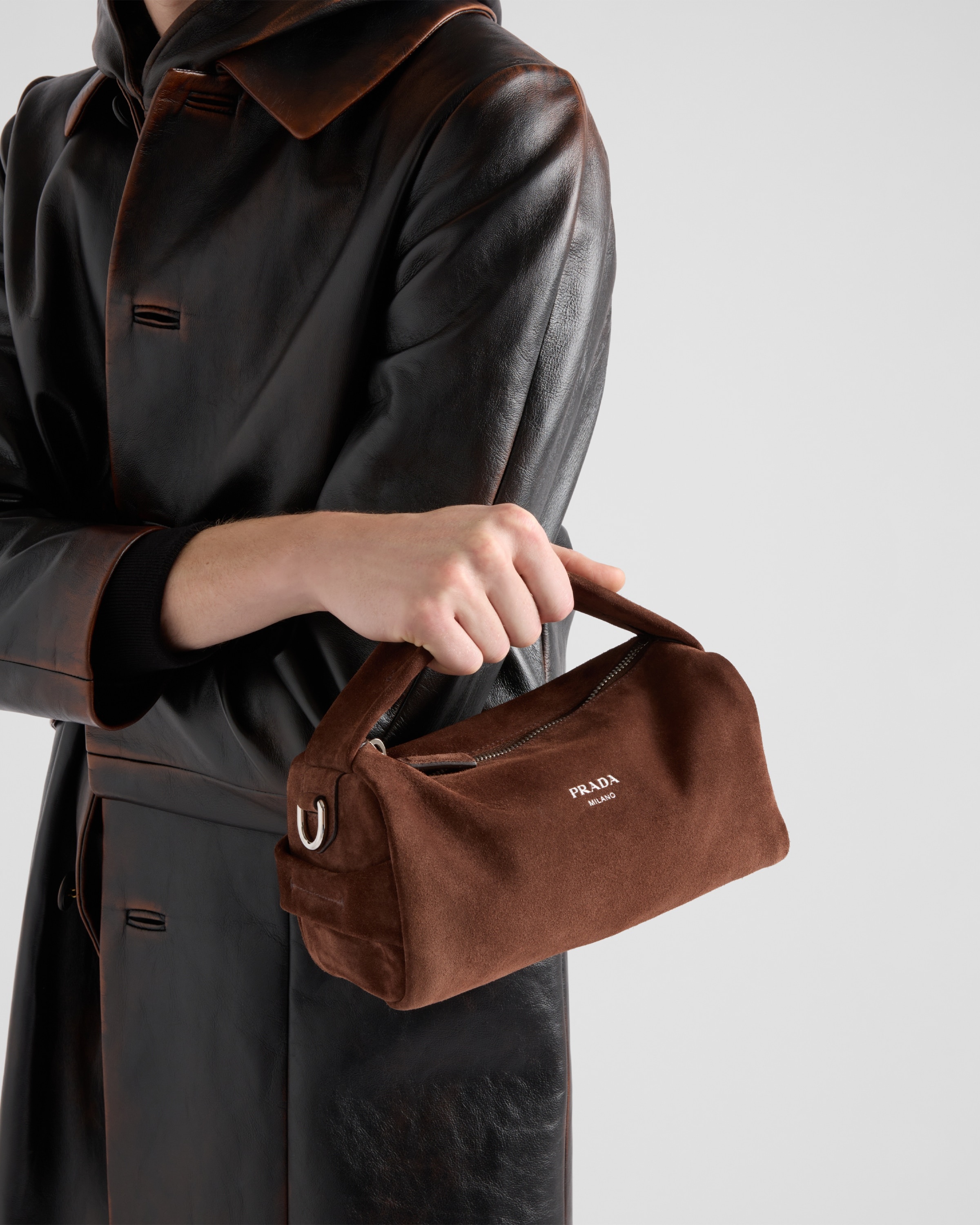 Prada スエード ショルダーバッグ Suede shoulder bag 関税込 Prada Suede Shoulder Bag | Brown | FARFETCH