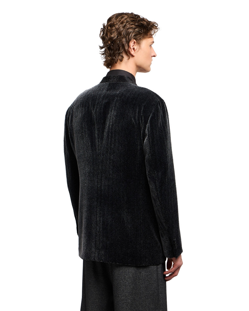 GIORGIO’S DOUBLE-BREASTED TUXEDO JACKET IN A CHEVRON PRINT VELVET 3