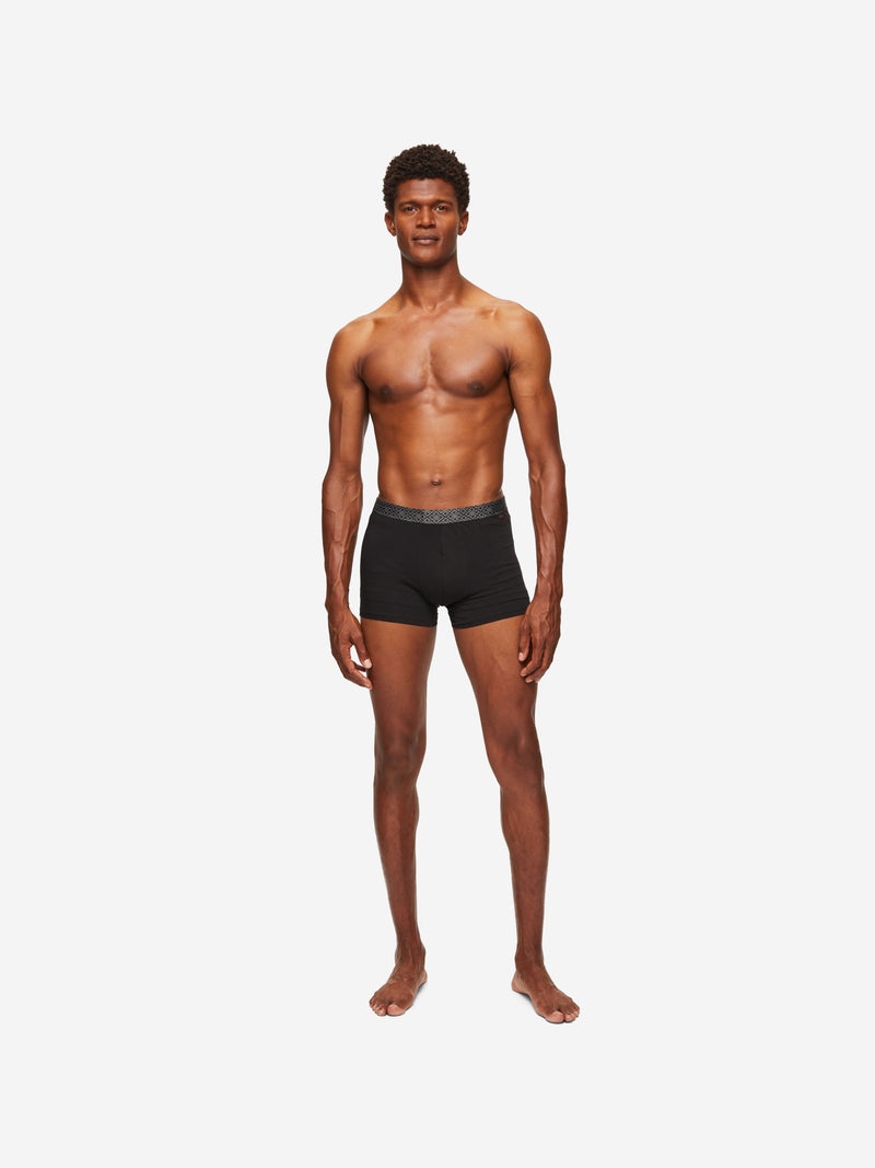 Derek Rose Men's Boxer Briefs Band 57 Pima Cotton Stretch Black