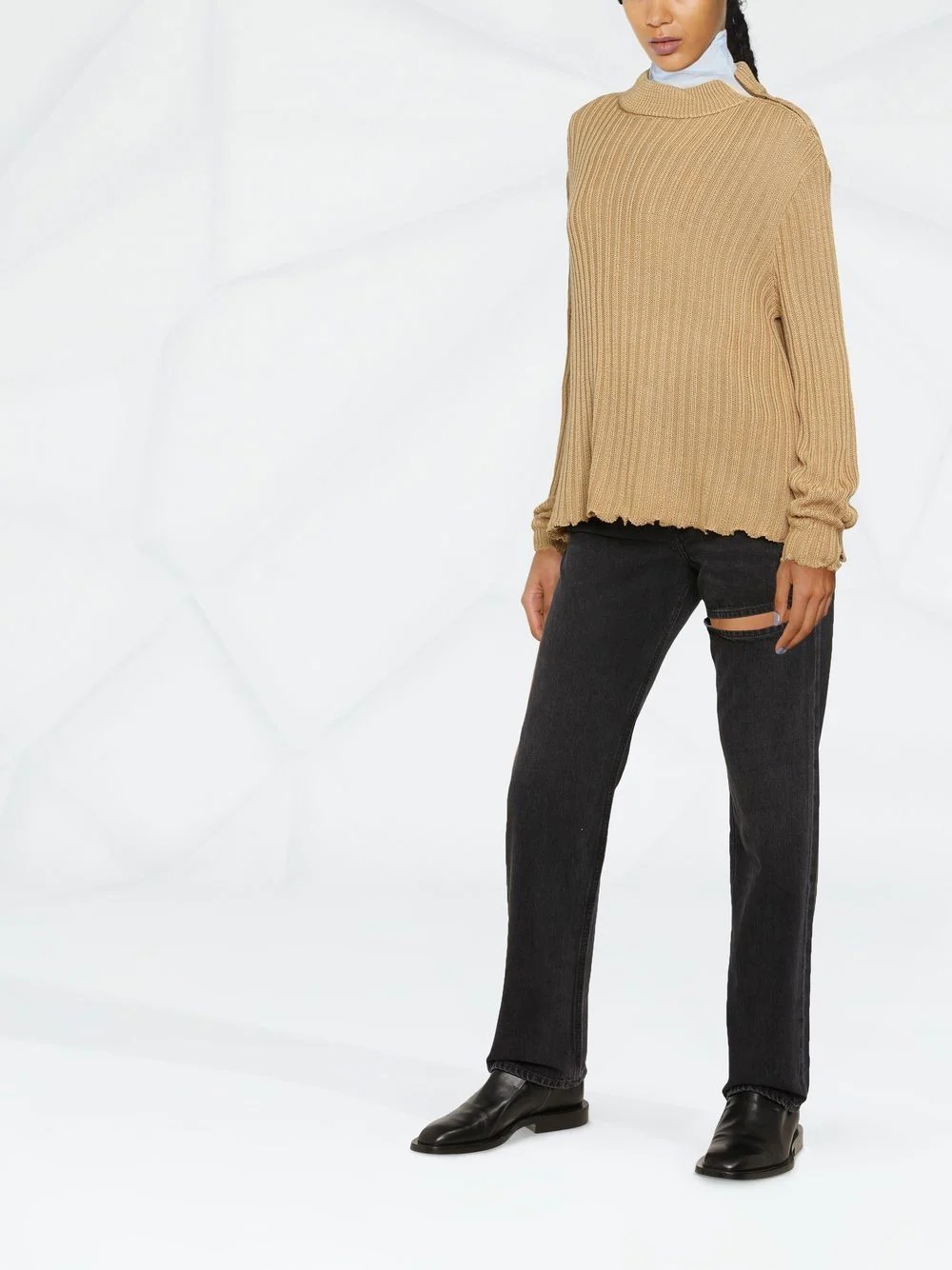 ribbed high neck jumper - 3