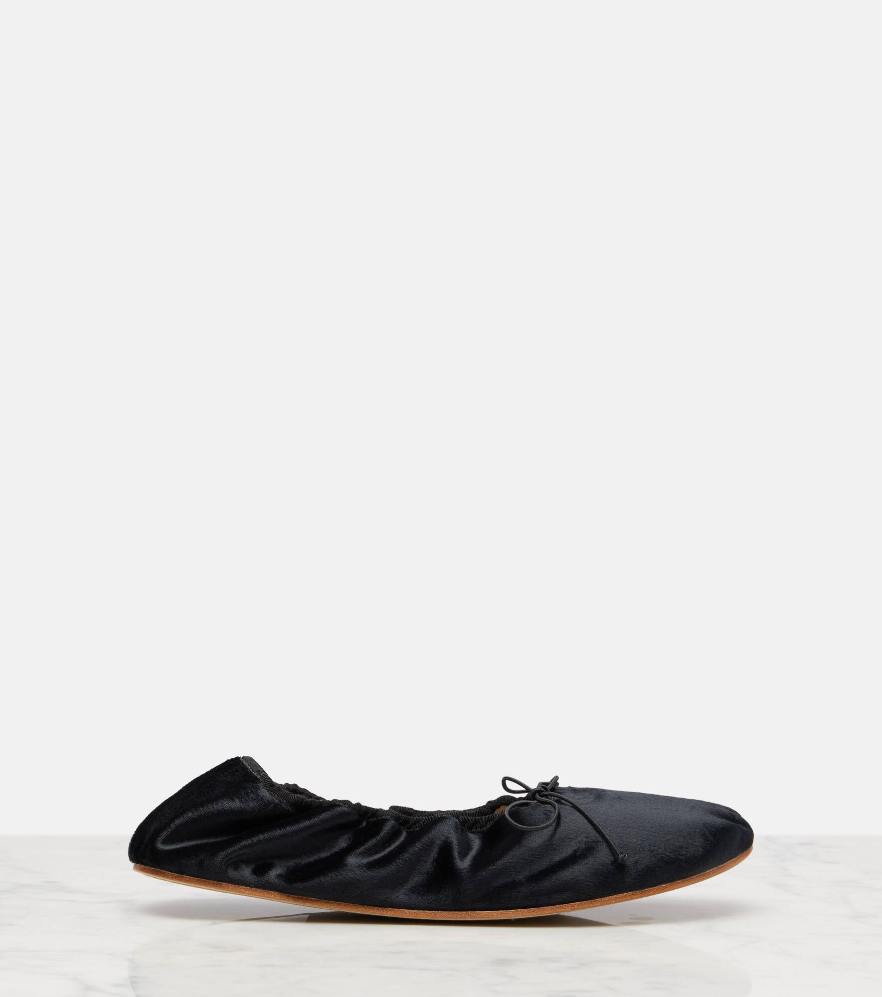 Round velvet ballet flats - 4