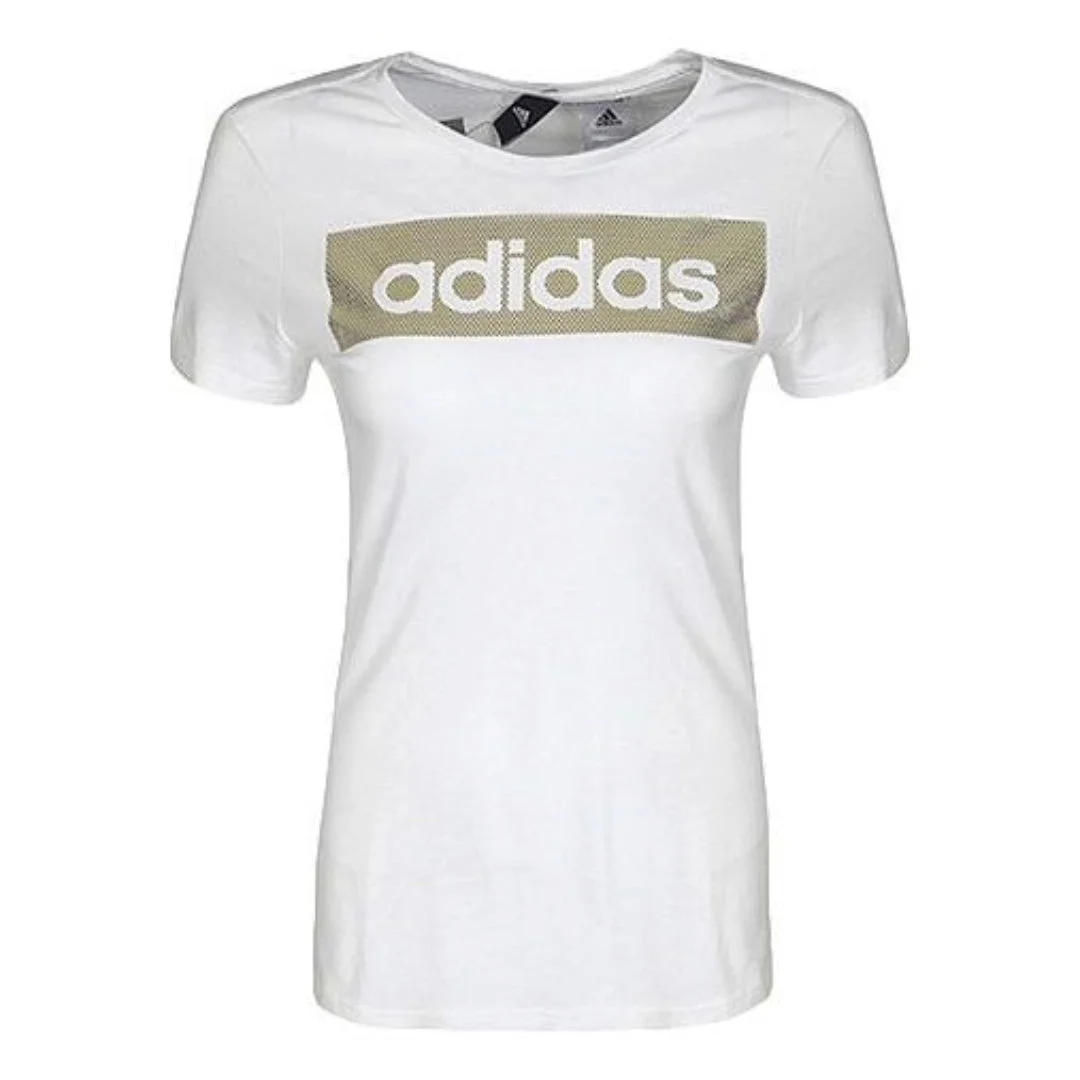 (WMNS) adidas Essentials Logo T-Shirt Asia Sizing 'White Gold' CD1981 - 1