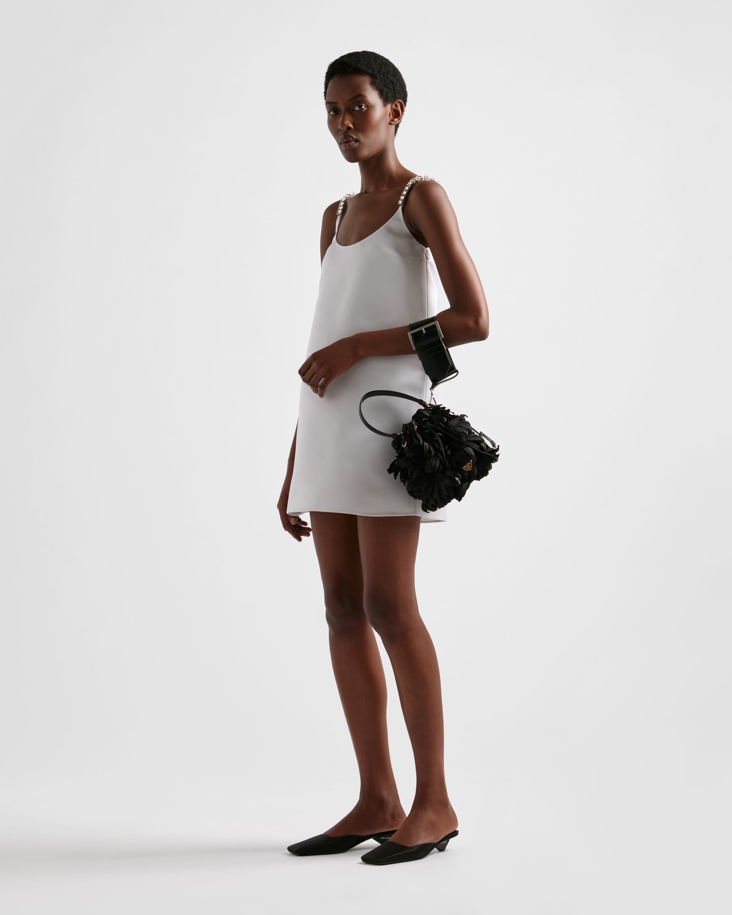 Embroidered double satin mini-dress - 2