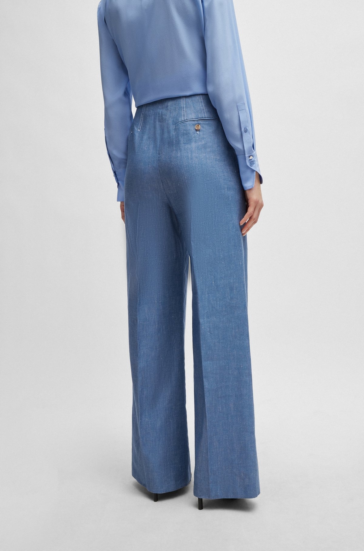 RELAXED-FIT TROUSERS IN LINEN, COTTON AND STRETCH - 4