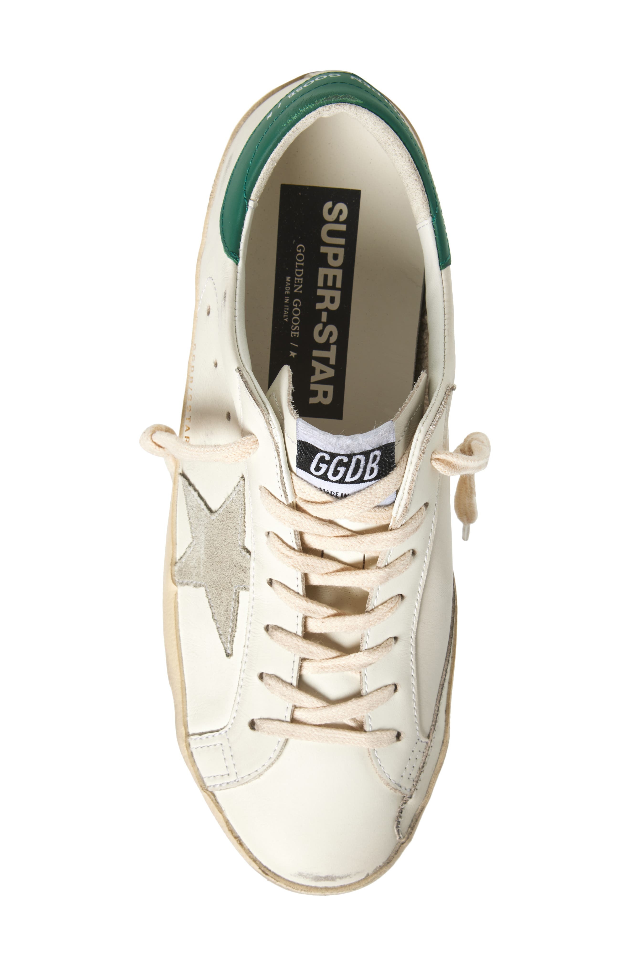 Golden Goose Super-Star Low Top Sneaker in White/Ice/Green at Nordstrom - 5