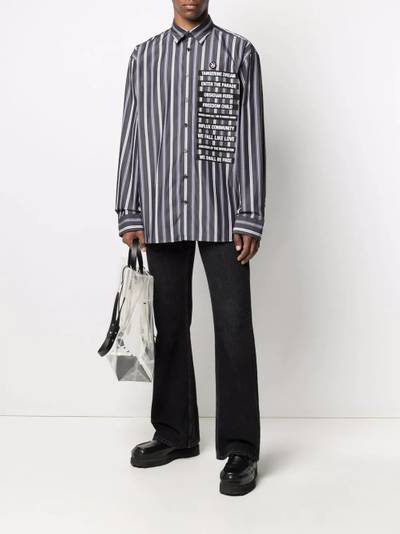 Raf Simons slogan-print striped shirt outlook