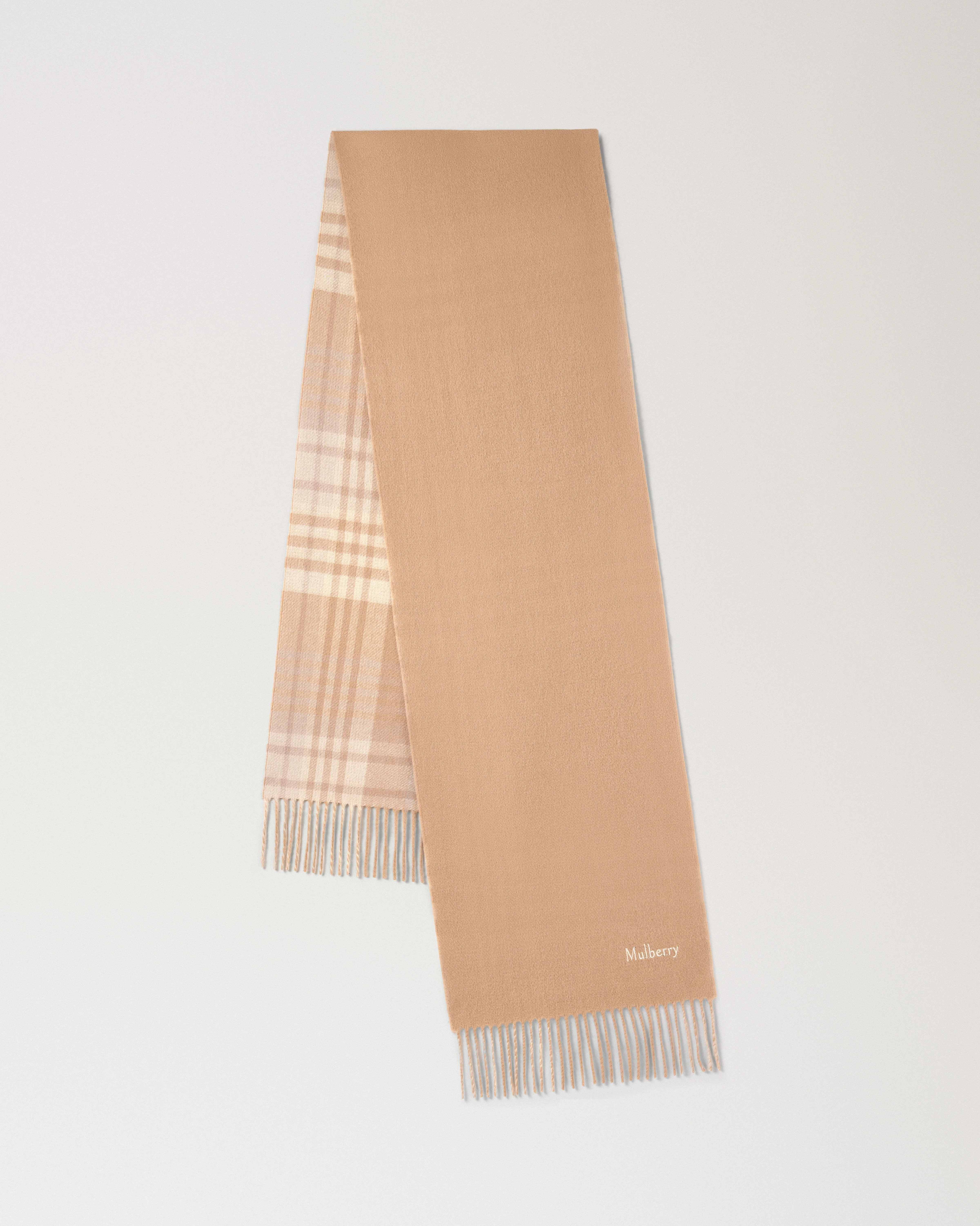 Reversible Cashmere Check Scarf
Camel & Maple Cashmere - 1