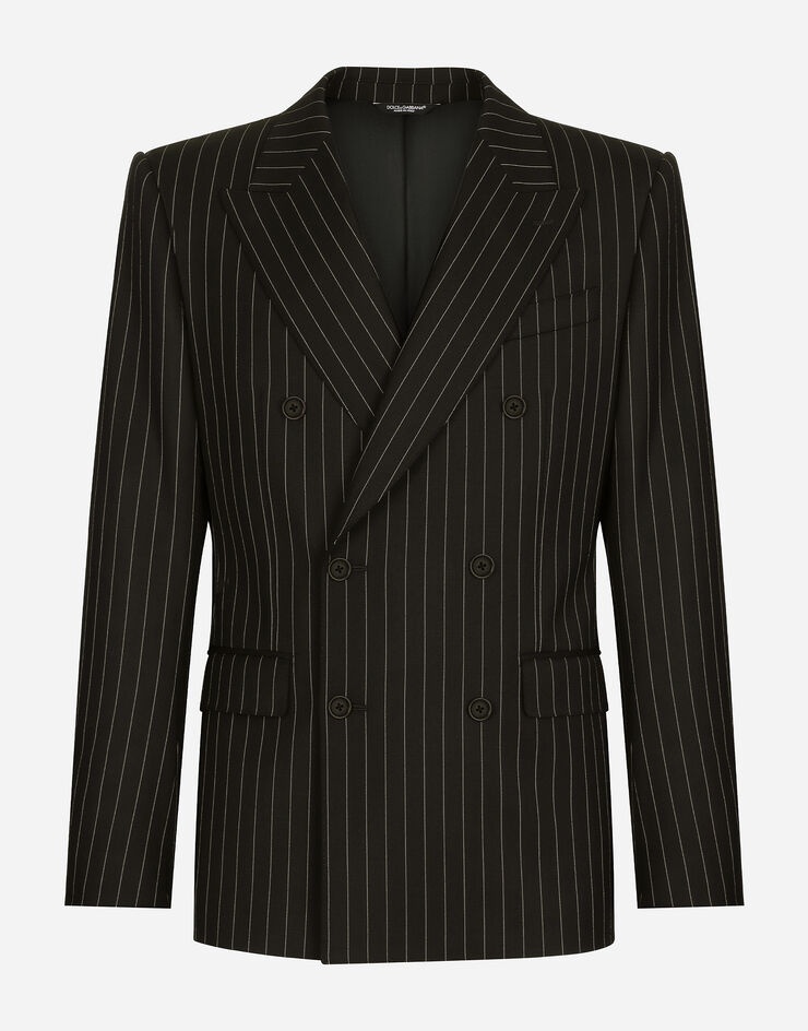 Double-breasted pinstripe stretch wool Sicilia-fit suit - 1