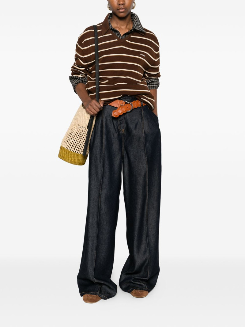 Miu Miu striped V-neck T-shirt outlook