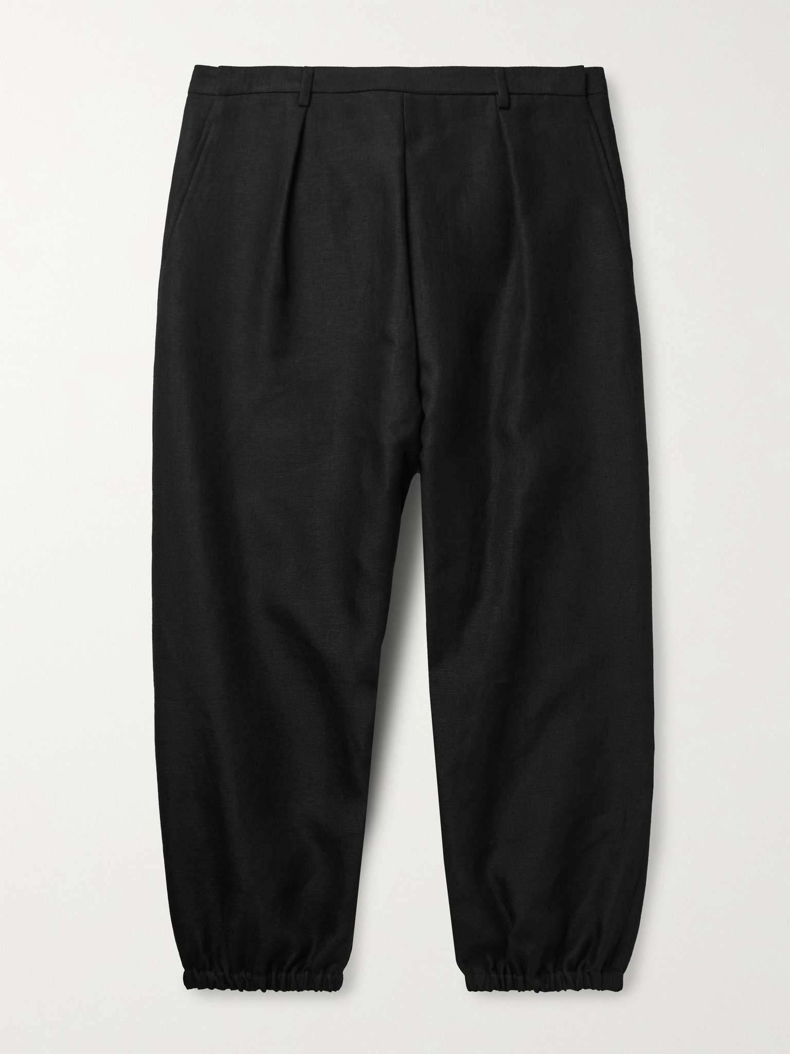 Tapered Pleated Linen and Cotton-Blend Trousers - 1