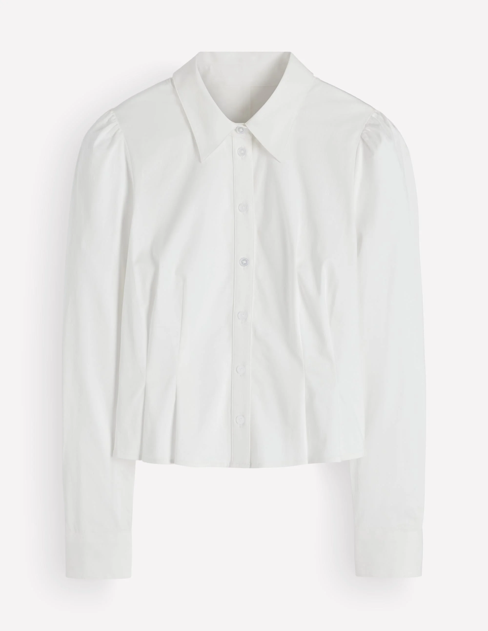 Julia Darted Cotton Shirt-White - 1