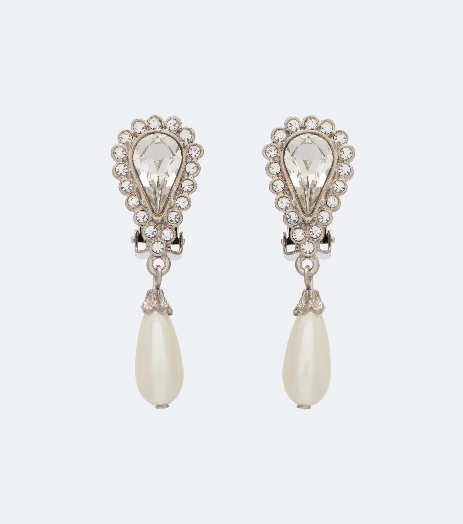 Crystal-embellished faux pearl clip-on earrings - 1