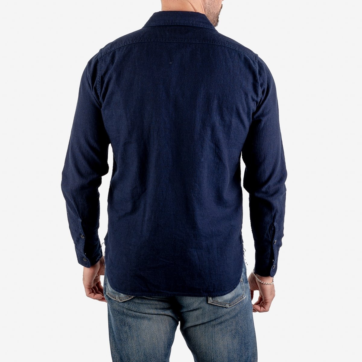 IHSH-358-IND 5oz Dobby Cloth Work Shirt - Indigo - 3