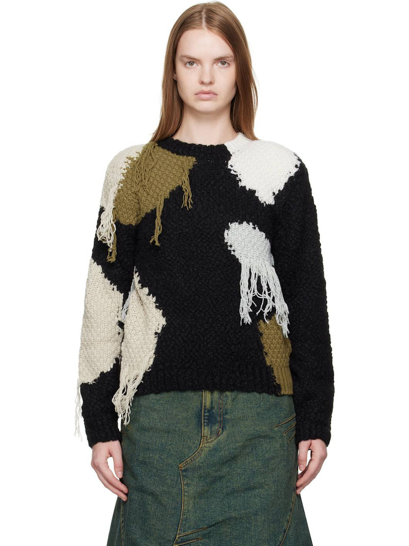 Black Sylvia Abstract Patchwork Sweater 1