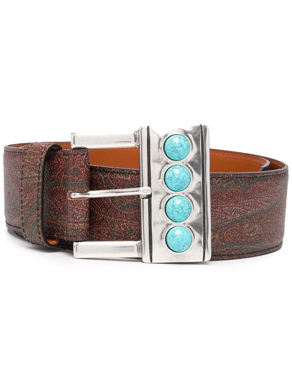 wide paisley-print leather belt - 1