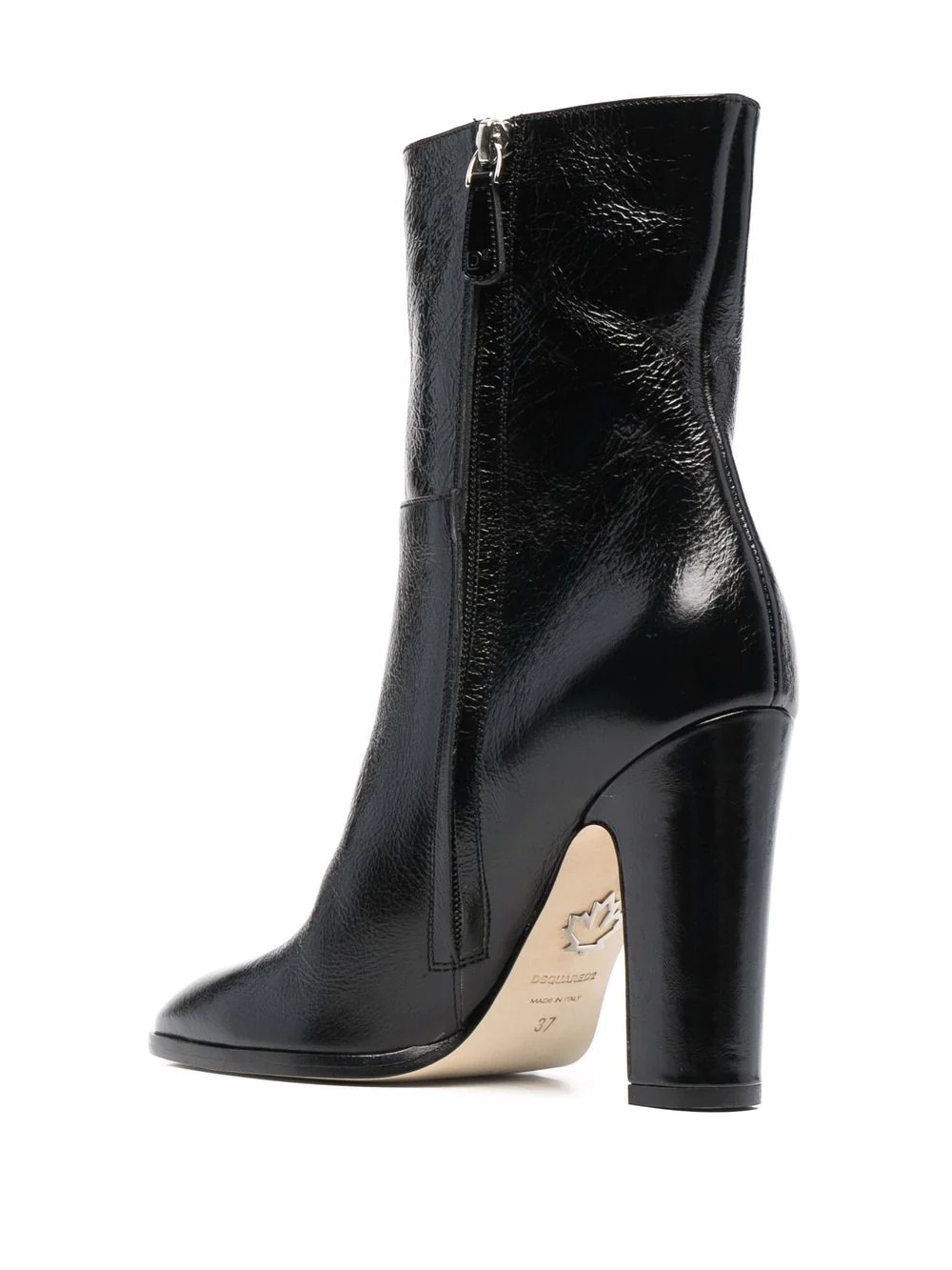 logo-plaque high-heeled leather boots - 3