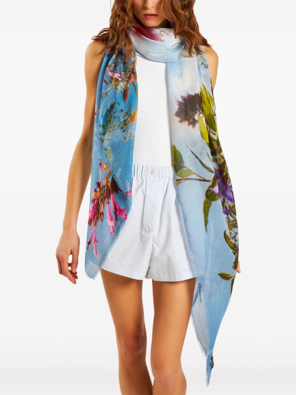 floral-print scarf - 3