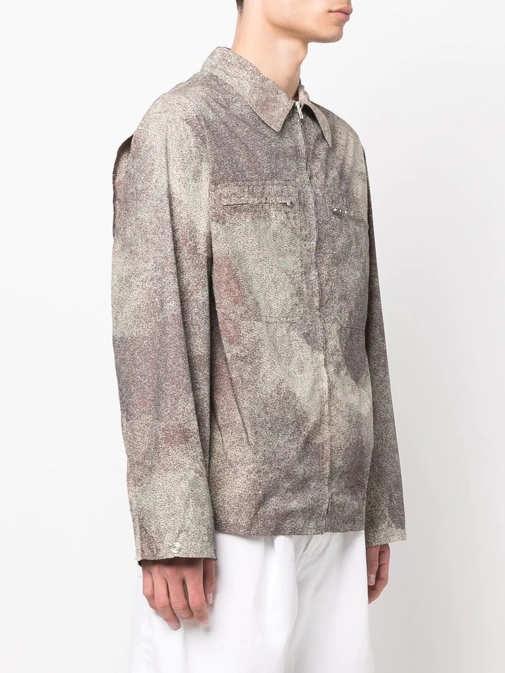 abstract-print zip-up shirt jacket - 3