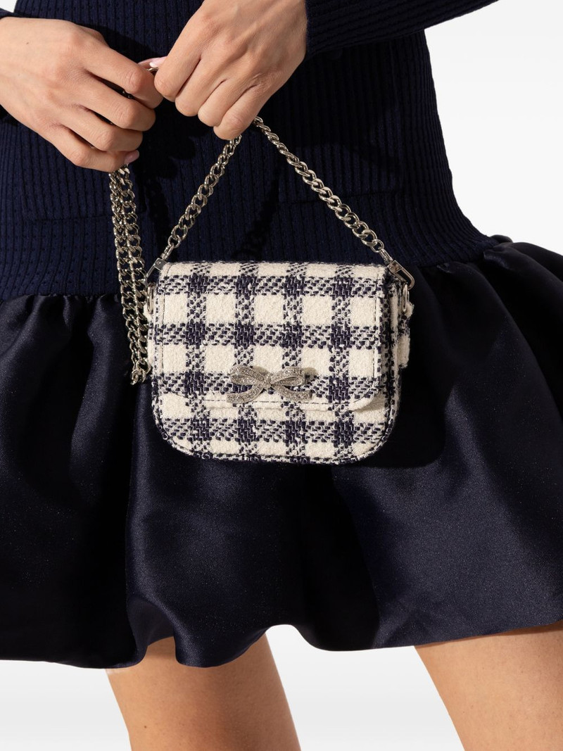 self-portrait check bow chain cross body bag outlook