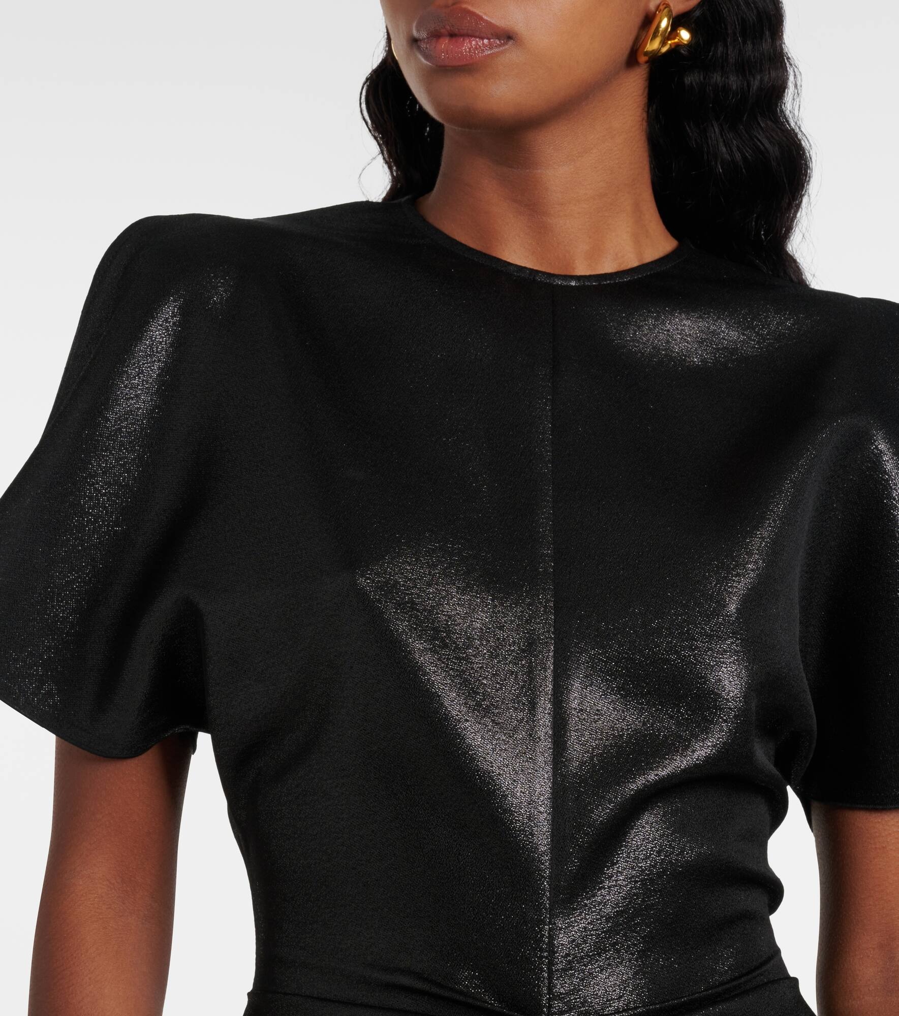 Gathered lamé midi dress - 4