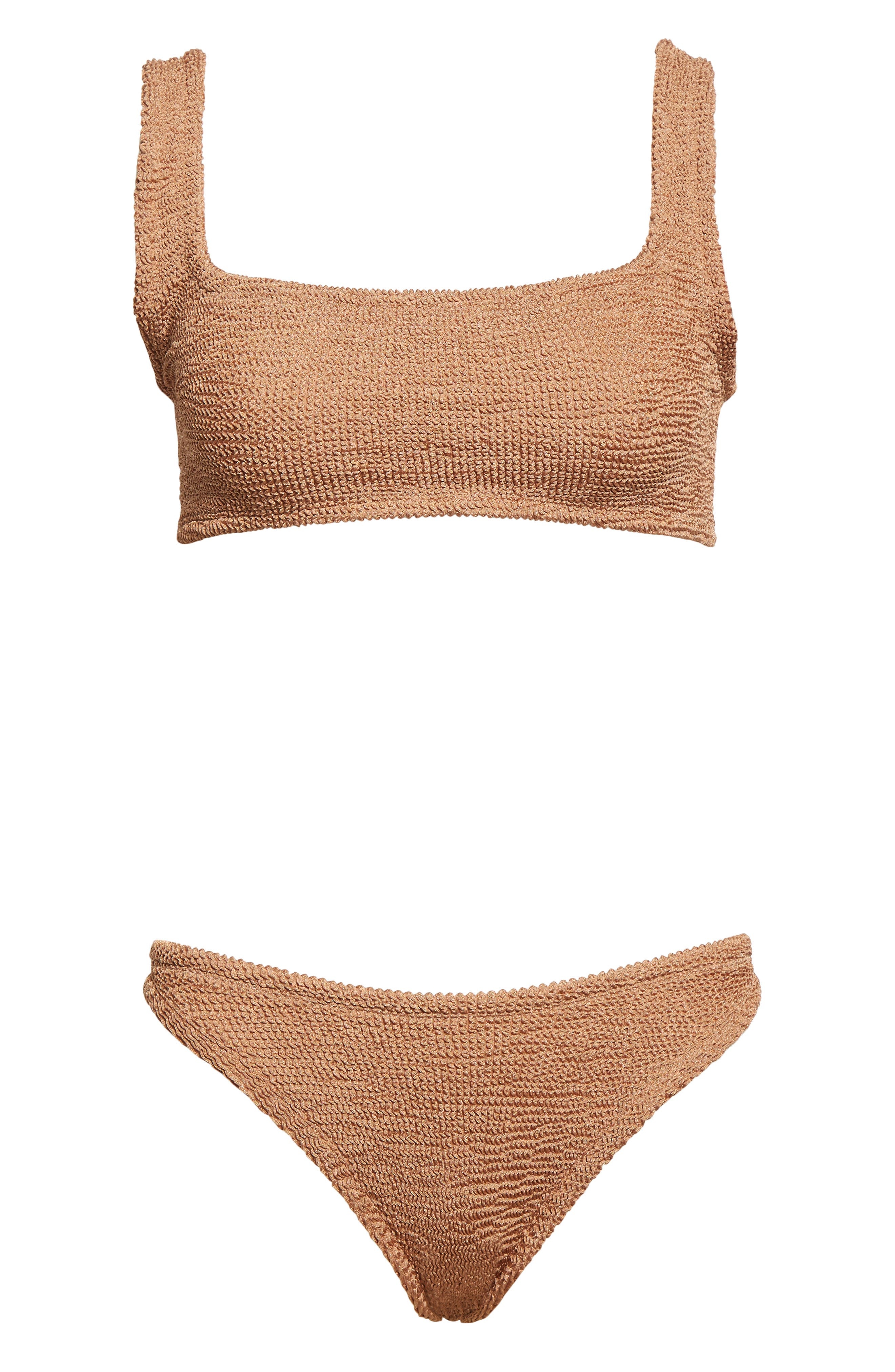 Hunza G Crinkle Two-Piece Swimsuit in Metallic Cocoa at Nordstrom - 6