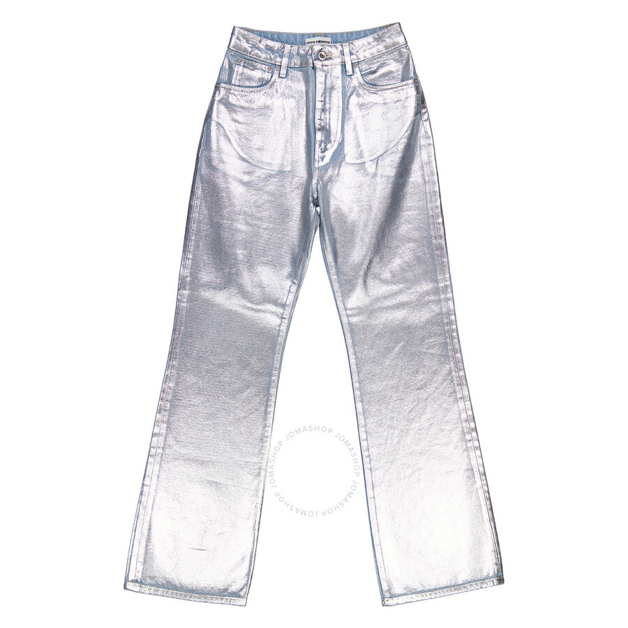 Rabanne Ladies Straight Leg Metallic Denim Jeans - 5