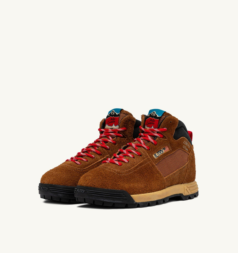 AUTRY MALGA CORTINA IN CHESTNUT AND FLAME SCARLET SUEDE outlook