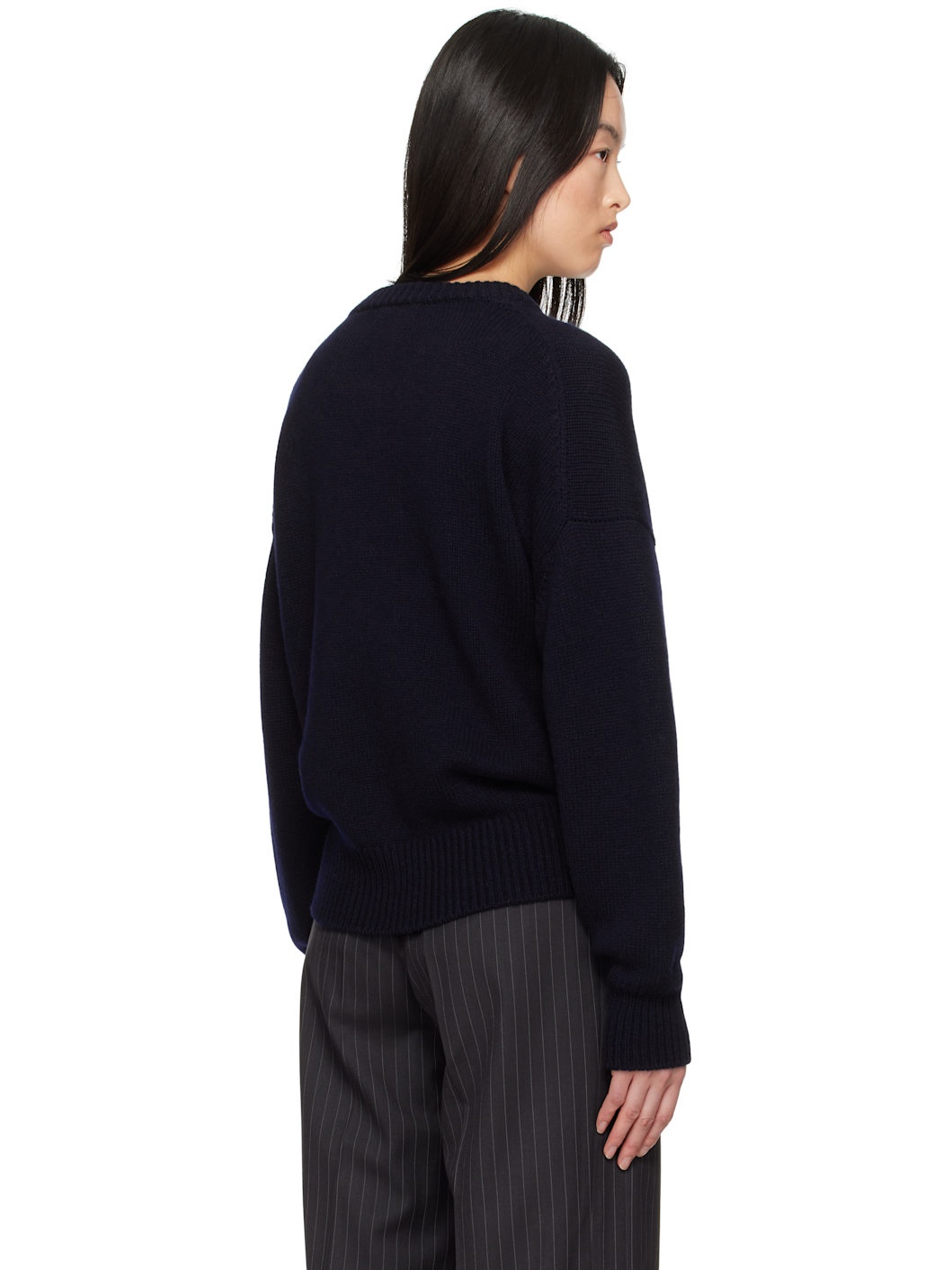 Navy Balla Slouch V-Neck Sweater - 3