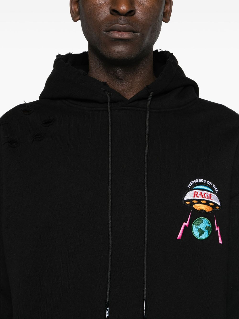 logo-patch distressed hoodie - 5