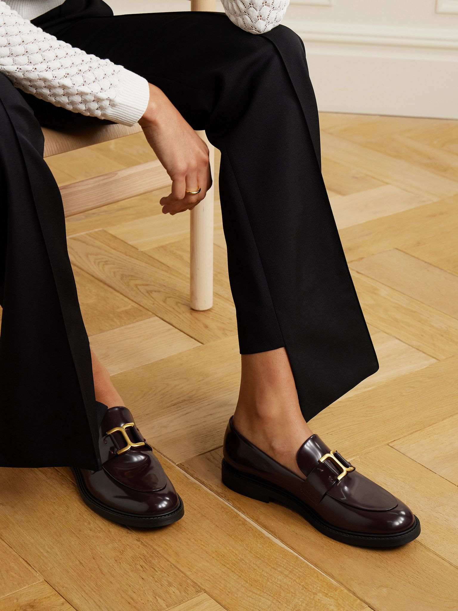 Marcie embellished leather loafers Burgundy - 2