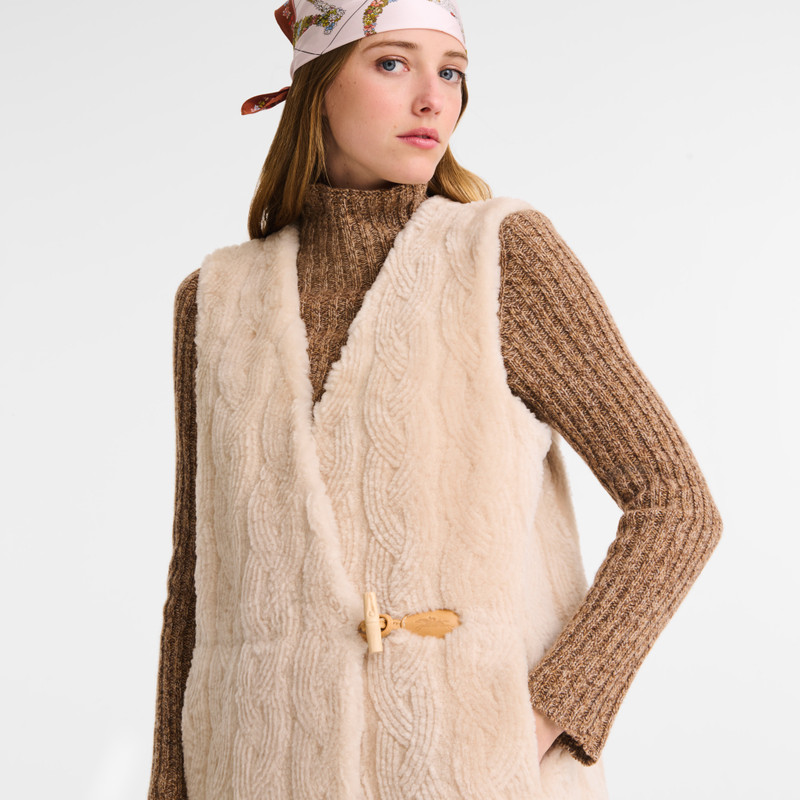 Sleeveless jacket Ecru - Leather 4