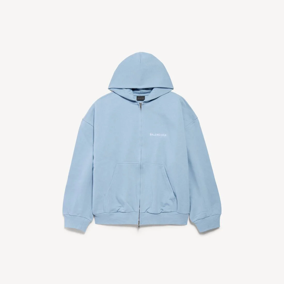 Men's Balenciaga Back Zip-up Hoodie Regular Fit in Light Blue/white - 1