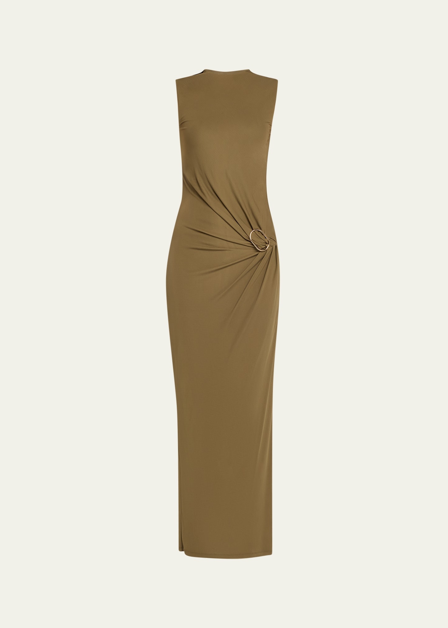 Sleeveless Viscose Knit Maxi Dress with Buckle - 1