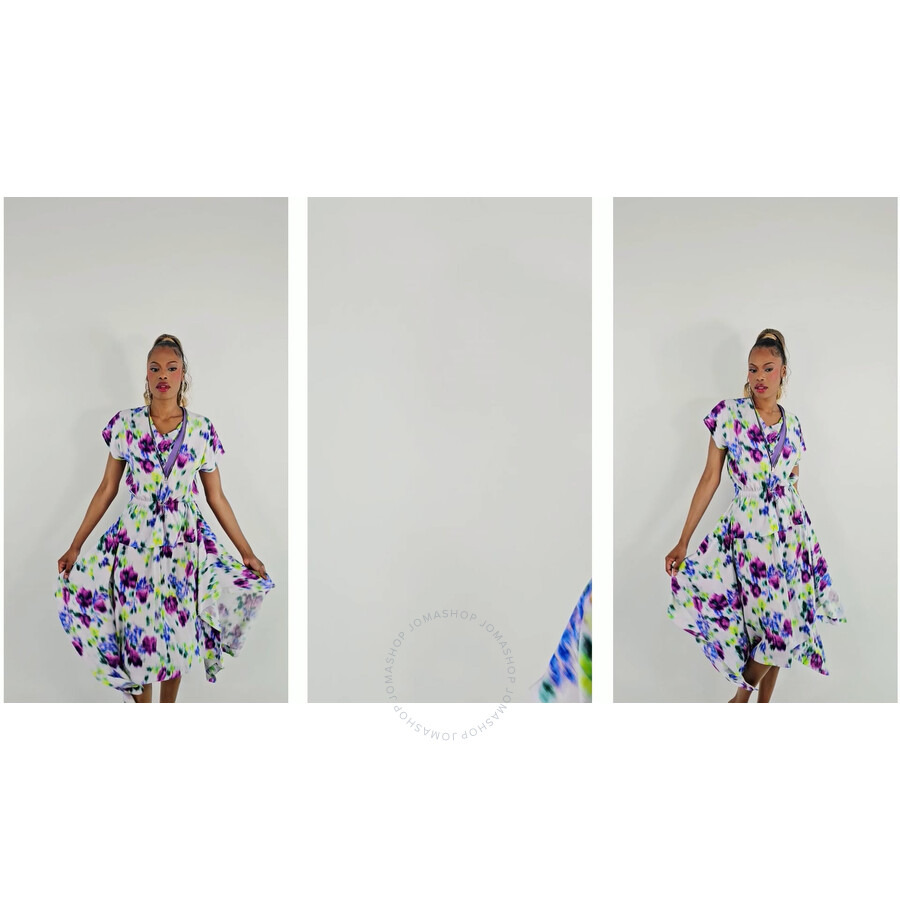 Kenzo Ladies Wisteria Asymmetric Dress With Blurred Floral Print - 3