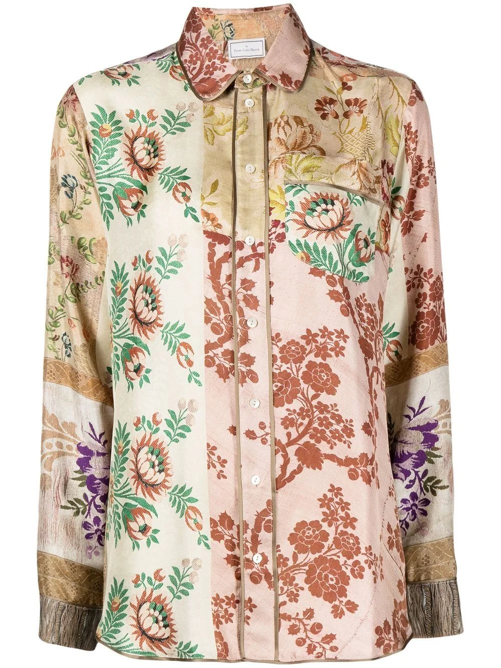 floral-print silk shirt - 1