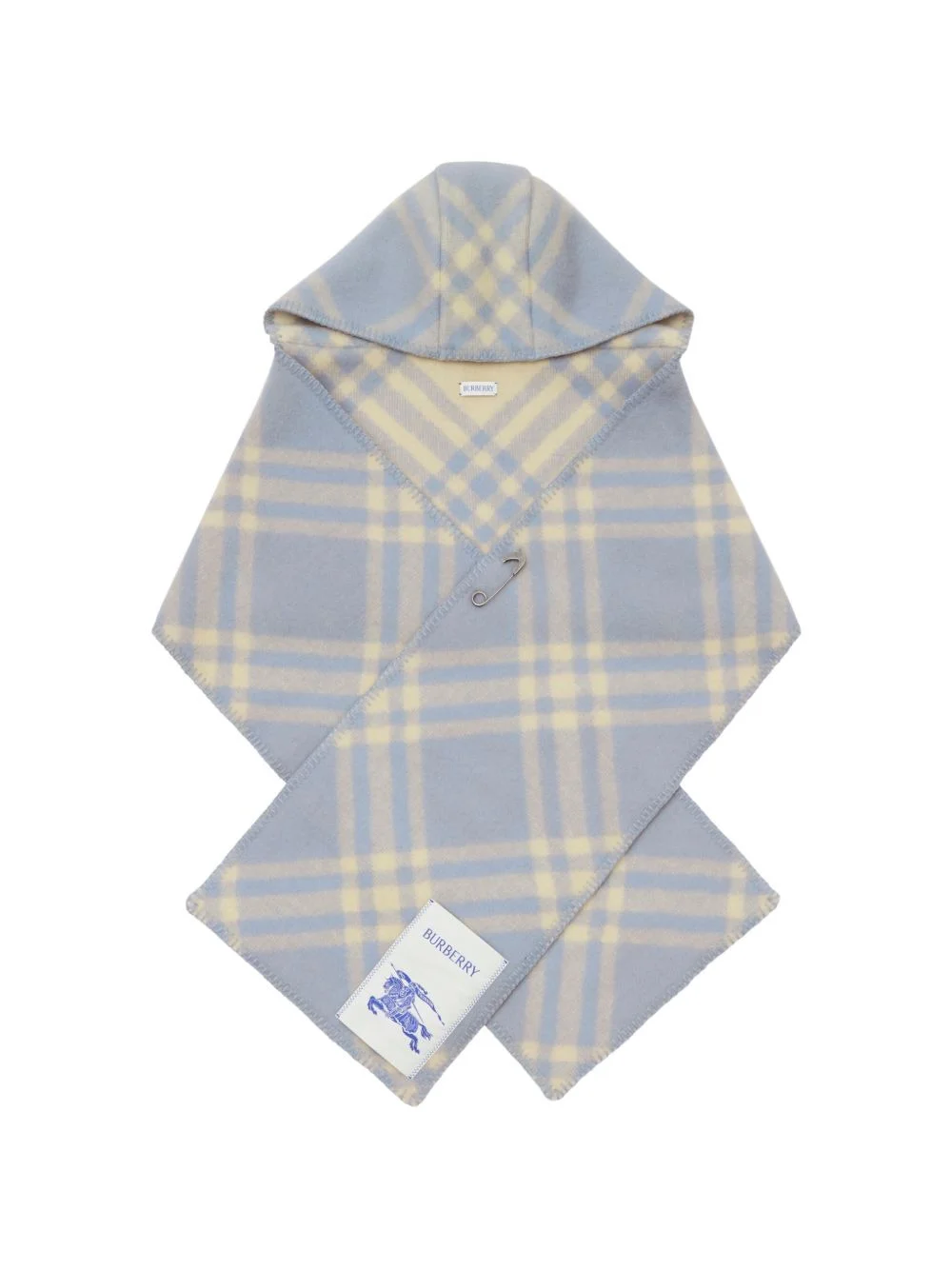Check wool hooded scarf - 1