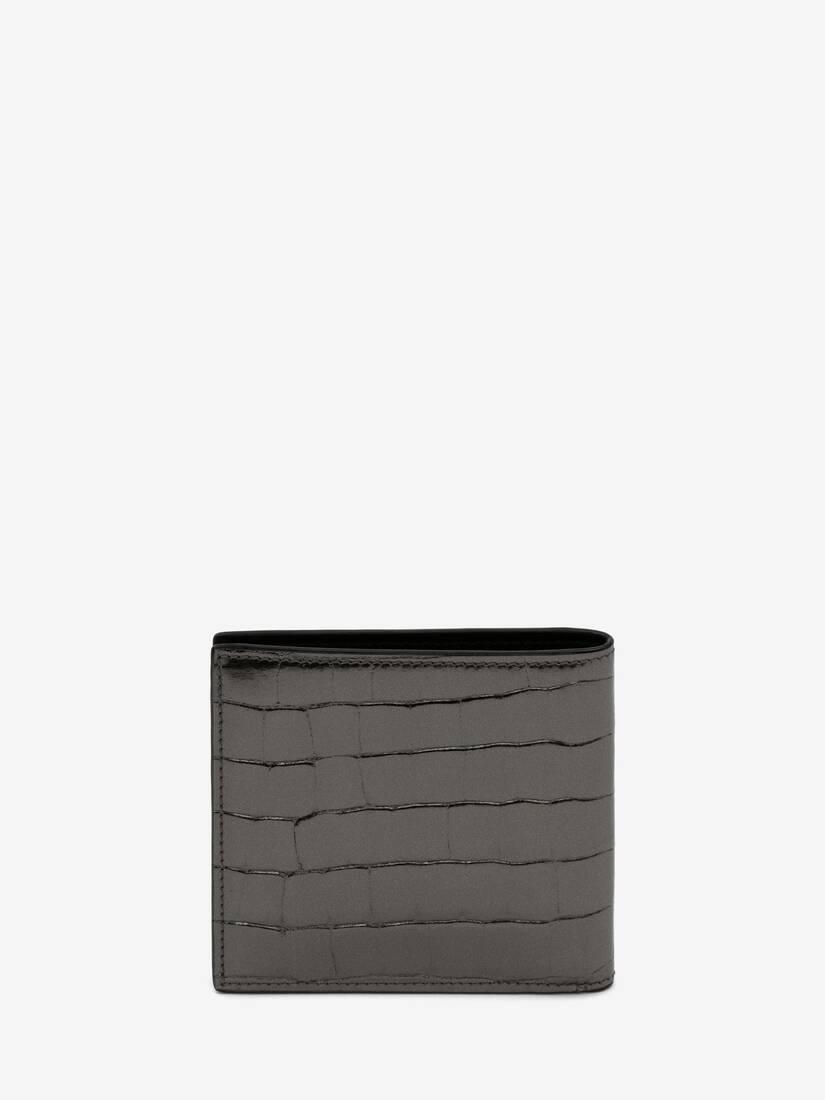 Embossed Croc Billfold Wallet in Graphite - 3