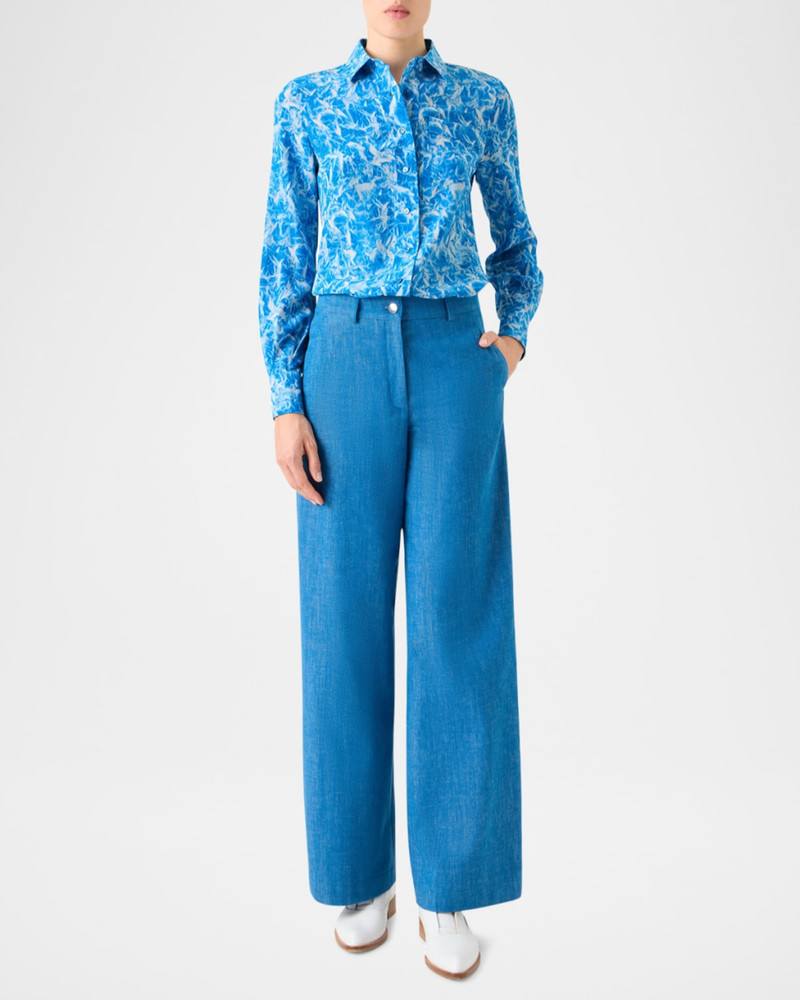 AKRIS Whitecaps Printed Long-Sleeve Shirt outlook