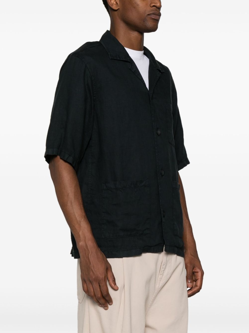 camp-collar linen shirt - 3